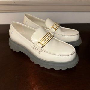 Dior White Leather Loafers